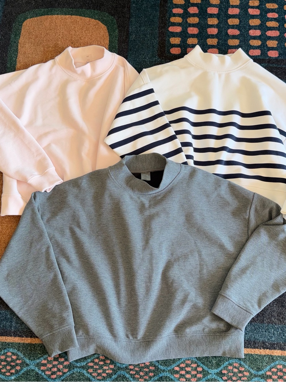 Set of 3 CALIA by Carrie Underwood Ribbed Mock Neck boxy pullovers. XXL